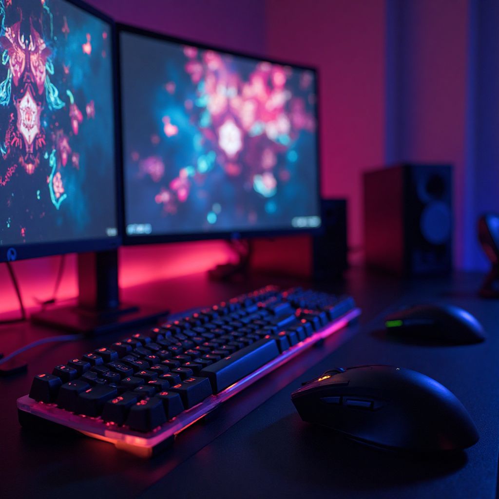 Close-up van premium gaming setup